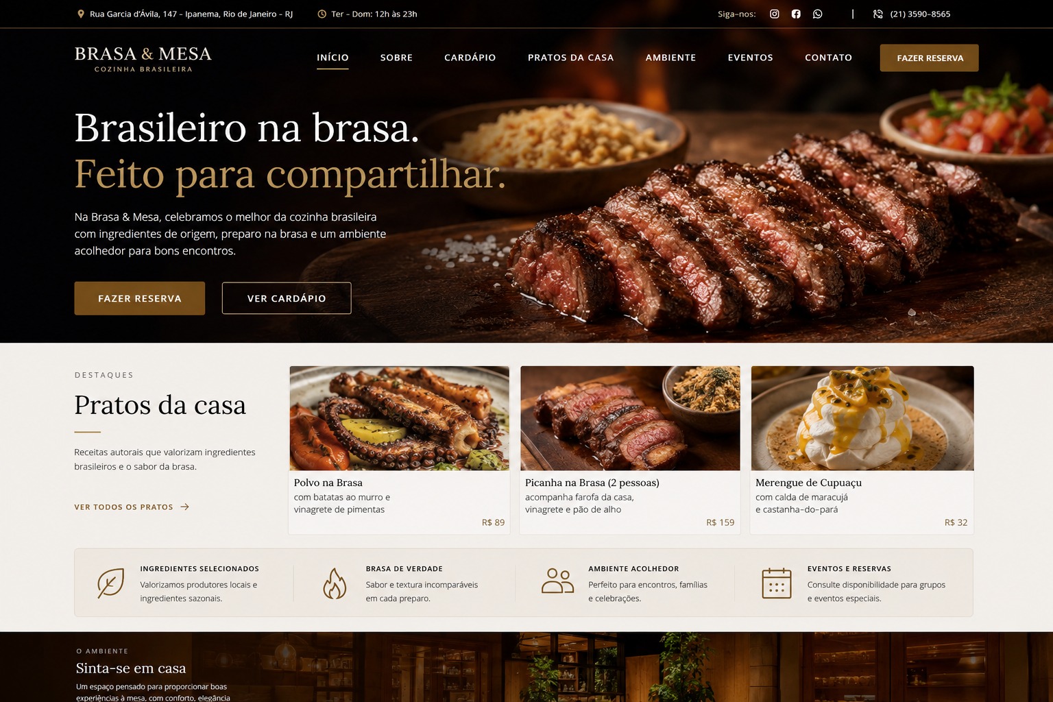 Projeto Brasa & Mesa em português brasileiro