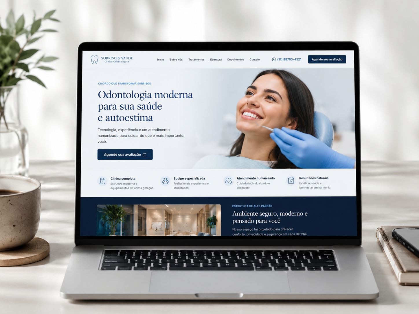 Landing page de clínica odontológica em português brasileiro